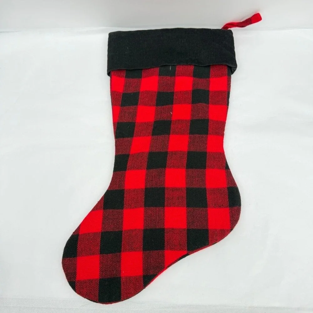 Walmart Christmas Stocking Buffalo Plaid Bear Tree Cabin Lodge Holiday Decor